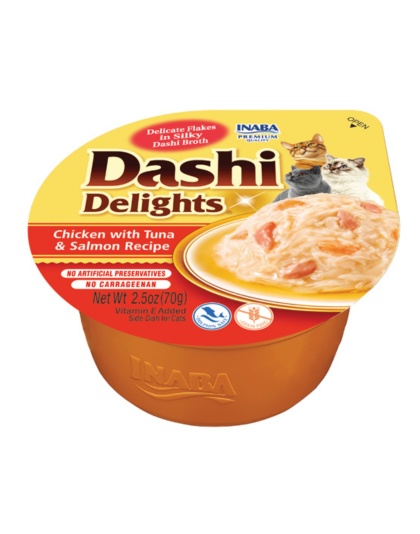 Inaba Dashi Delight 2.5oz. Chicken Tuna Salmon (6 count)