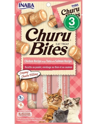 Inaba Cat Churu Bite Chicken Wrap Tuna Salmon 6Ct/1.05Oz