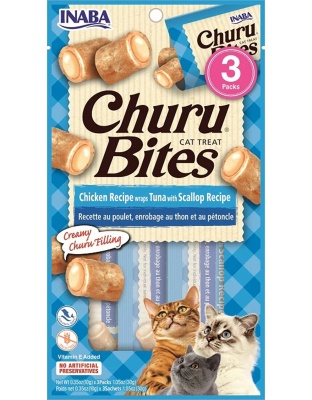 Inaba Cat Churu Bite Chicken Wrap Tuna Scallop 6Ct/1.05Oz