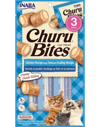 Inaba Cat Churu Bite Chicken Wrap Tuna Scallop 6Ct/1.05Oz