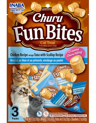 Inaba Churu Fun Bites 2.1oz. Chicken Wraps Tuna Scallop (3 Count)