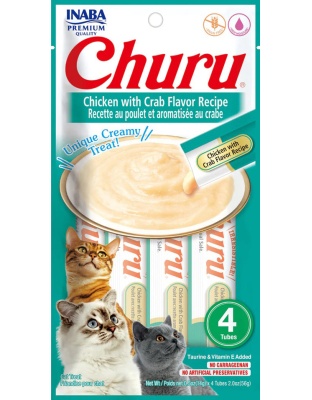 Inaba Cat Churu Puree Chicken Crab 0.52oz. (6 Count)