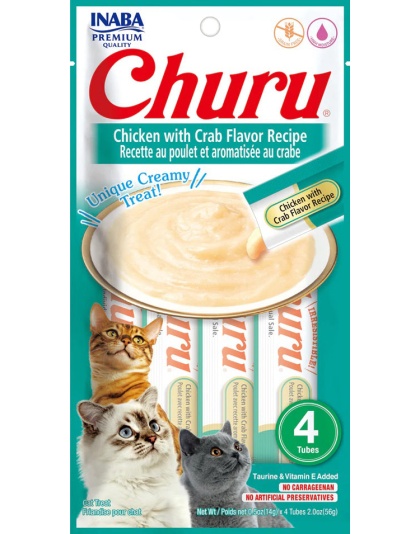 Inaba Cat Churu Puree Chicken Crab 0.52oz. (6 Count)
