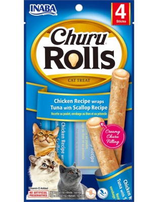 Inaba Cat Churu Rolls Chicken Wrap Tuna Scallop 1.04oz. (6 Count)