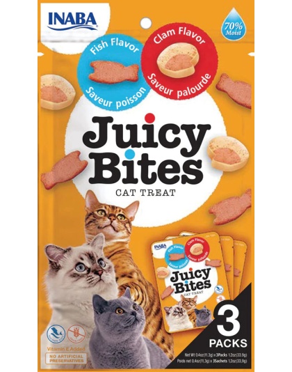 Inaba Cat Juicy Bites Fish Clam 1.2oz. (6 Count)