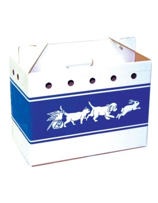 Cardboard Pet Tote Blue/White 6x 4 x 6 in. (Case of 25)