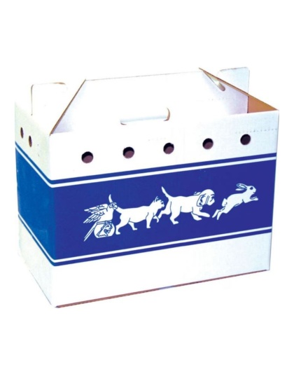 Cardboard Pet Tote Blue/White 9.8 x 6 x 7 in. (Case of 25)