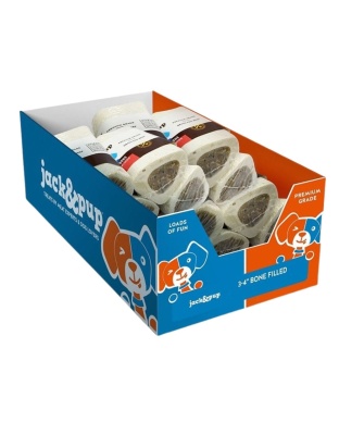 Jack & Pup D 3-4" Filled Bone  Bully 18Ct Disp Box