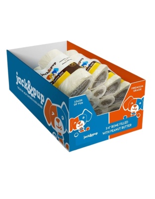 Jack & Pup D 3-4" Filled Bone  Pnut Bttr 18Ct Disp Box