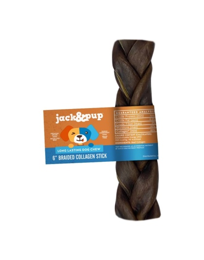 Jack & Pup Dog 6" Collagen Braided Stick 40 Count Display Box