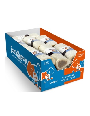 Jack & Pup Dog 5-6" Filled Bone Bully 12 Count Display Box