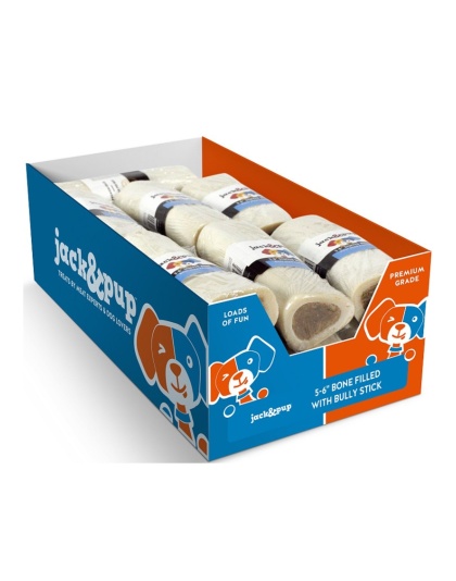 Jack & Pup Dog 5-6" Filled Bone Bully 12 Count Display Box