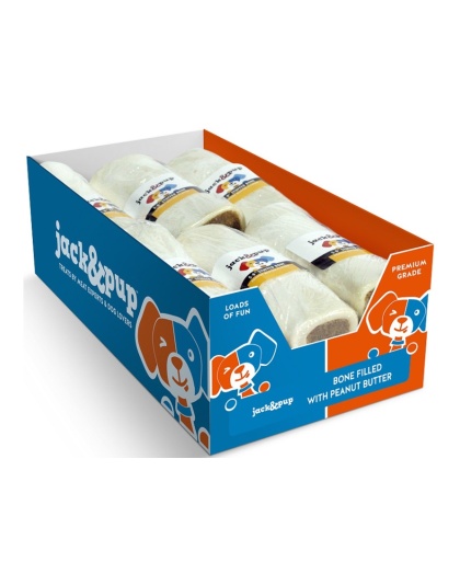 Jack & Pup Dog 5-6" Filled Bone Peanut Butter 12 Count Display Box