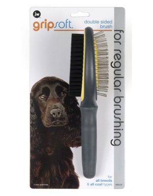 JW Pet Double Sided Brush Grey, Yellow 1ea/One Size