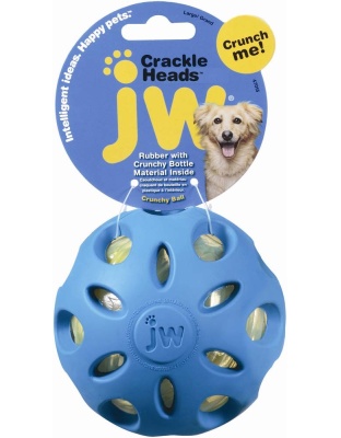 JW Pet Crackle Heads Crackle Ball Dog Toy Assorted 1ea/LG