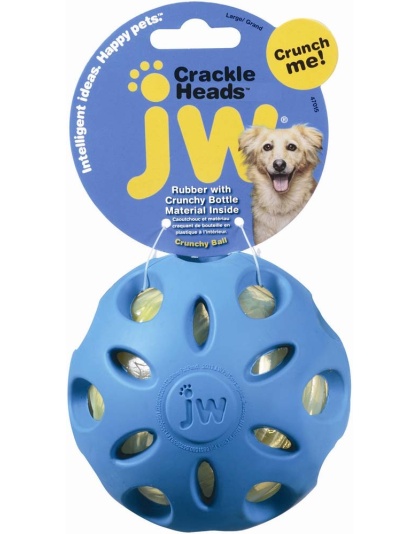 JW Pet Crackle Heads Crackle Ball Dog Toy Assorted 1ea/LG