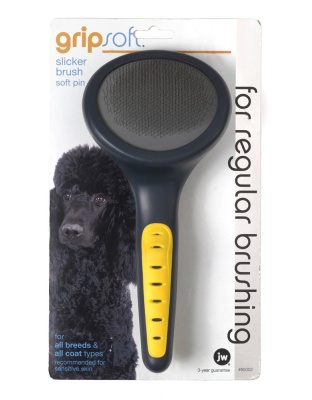 JW Pet Slicker Brush with Soft Pins Grey/Yellow 1ea/LG