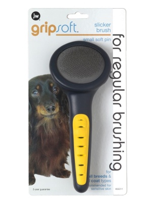 JW Pet Slicker Brush with Soft Pins Grey/Yellow 1ea/SM