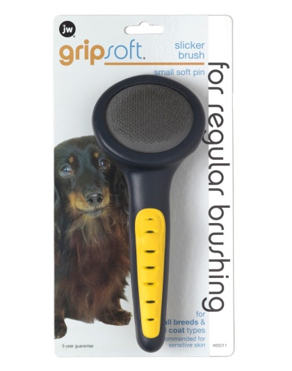 JW Pet Slicker Brush with Soft Pins Grey/Yellow 1ea/SM