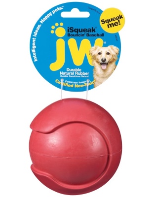 JW Pet iSqueak Bouncin' Dog Toy Baseball Assorted 1ea/LG