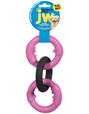 JW Pet Big Mouth Triple Ring Dog Toy Multi-Color 1ea/SM