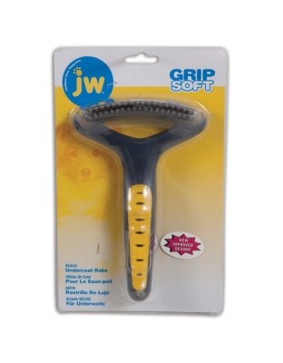 JW Pet Double Row Undercoat Rake Regular Teeth Grey, Yellow 1ea/One Size