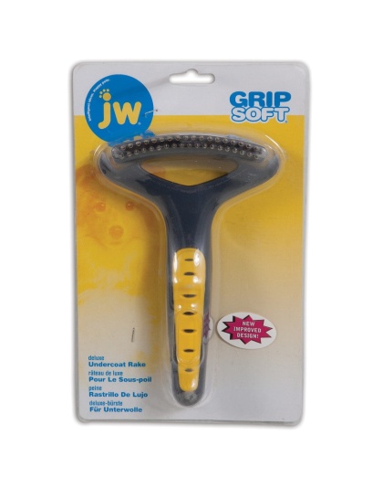 JW Pet Double Row Undercoat Rake Regular Teeth Grey, Yellow 1ea/One Size