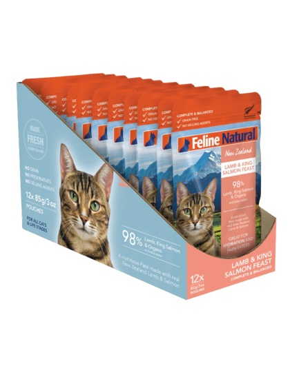 Feline Natural Cat Grain Free Lamb Salmon 3oz. Pouch (Case of 12)