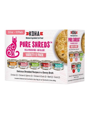 Koha Cat Grain Free Shredded 2.8oz. Variety Pack (Case of 24)