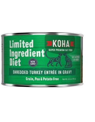 Koha Cat Limited Ingredient Grain Free Shredded Turkey 5.5oz.(Case of 24)