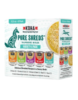 Koha Dog Grain Free Shredded 12.5oz. Variety Pack (Case of 12)