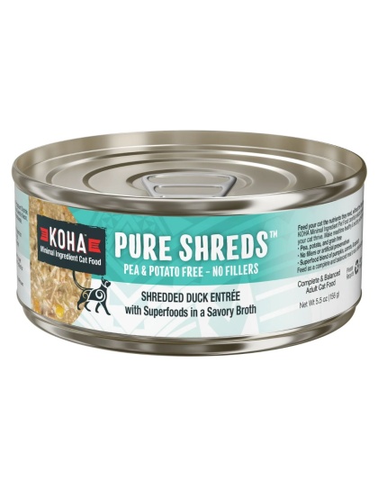 Koha Cat Grain Free Shredded Duck 5.5oz. (Case of 12)