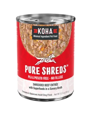 Koha Dog Grain Free Shredded Beef 12.5oz. (Case of 12)