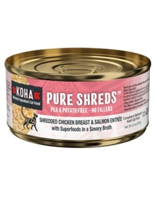Koha Cat Grain Free Shredded Chicken Salmon 5.5Oz(Case of 12)