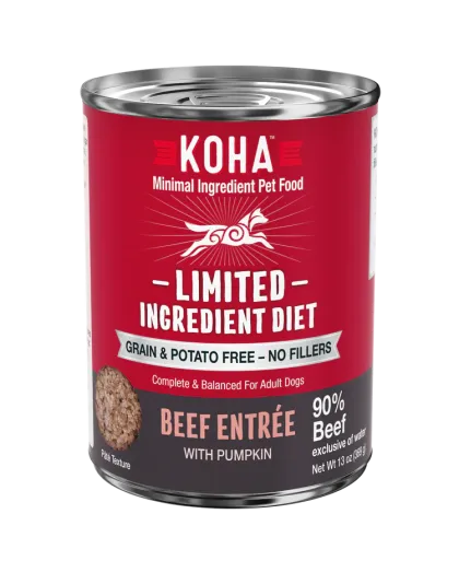 Koha Dog Limited Ingredient Grain Free 90% Beef 13oz. (Case of 12)
