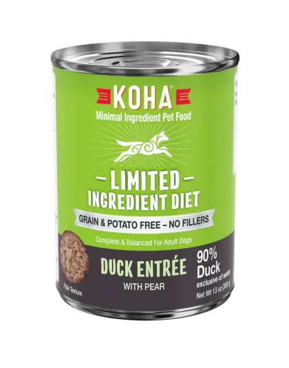 Koha Dog Limited Ingredient Grain Free 90% Duck 13oz. (Case of 12)