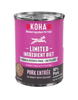 Koha Dog Limited Ingredient Grain Free 90% Pork 13oz. (Case of 12)