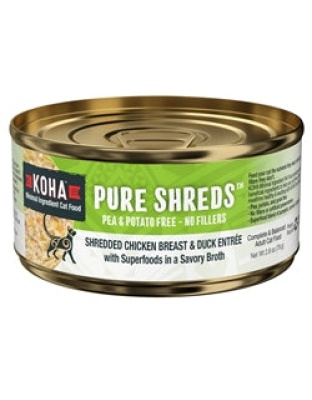Koha Cat Grain Free Shredded Chicken and Duck 2.8Oz (Case Of 24)