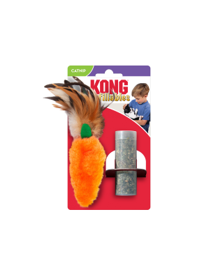 KONG Refillables Catnip Carrot with Feather Cat Toy Orange 1ea/One Size