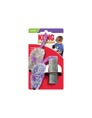 KONG Refillables Catnip Purple and Frosty Mice Cat Toy Purple, Frosty Grey 1ea/One Size, 2 pk