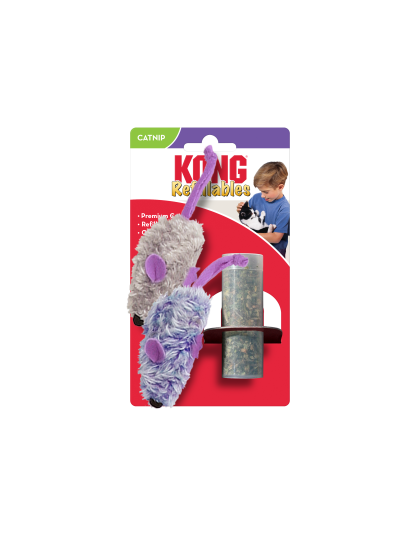KONG Refillables Catnip Purple and Frosty Mice Cat Toy Purple, Frosty Grey 1ea/One Size, 2 pk
