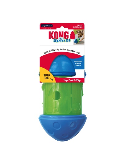 KONG Spin It Treat Dispenser Toy Green/Blue 1ea/LG