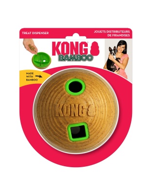 KONG Bamboo Treat Dispenser Ball Dog Toy Tan 1ea/MD, 4.75 in