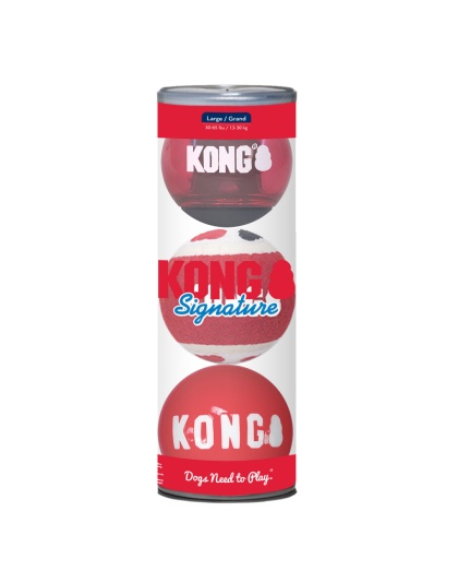 KONG Signature Ball Dog Toy Assorted 1ea/LG, 3 pk