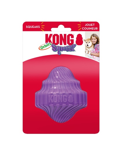 KONG Squeezz Orbitz Dog Toy Spin Assorted 1ea/SM/MD