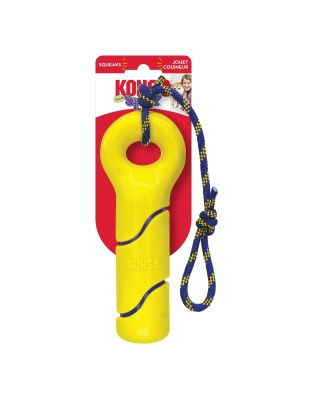 KONG Squeezz Tennis Buoy w/Rope Dog Toy Yellow 1ea/MD