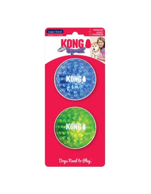 KONG Squeezz Geodz Squeaker Ball Dog Toy Assorted 1ea/LG, 2 pk