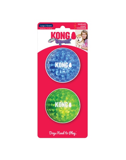 KONG Squeezz Geodz Squeaker Ball Dog Toy Assorted 1ea/LG, 2 pk