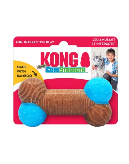 KONG CoreStrength Bamboo Bone Dog Toy Blue/Red 1ea/SM