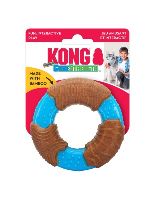 KONG CoreStrength Bamboo Ring Dog Toy Blue/Red 1ea/SM